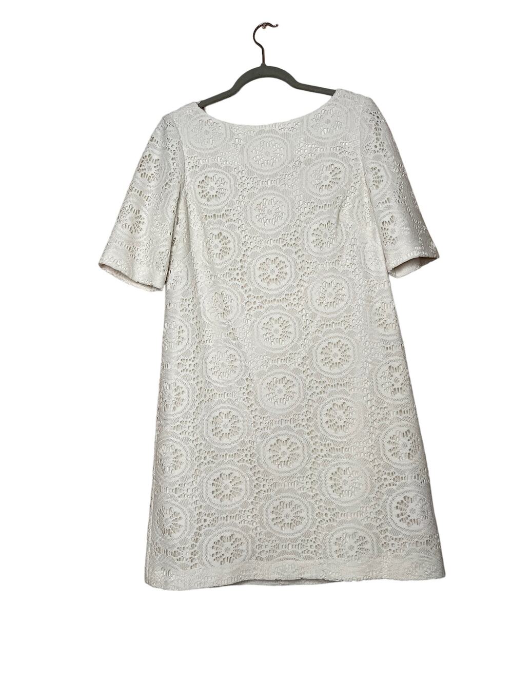 Adrianna Papell Cream Eyelet Lace Sheath Dress - Size 14